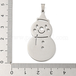 クリスマステーマ 304 ステンレススチールペンダント  レーザー切断  雪だるまチャーム  ステンレス鋼色  43.5x22x1.5mm  穴：5x3mm&nbsp;STAS-Q005-01P-03