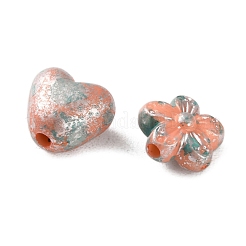 不透明なアクリルビーズ  シルバーライン入り  混合図形  サンゴ  5~15x5~15x4~10mm  穴：1.2mm  約994個/500g&nbsp;OACR-M015-16G