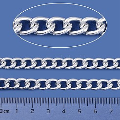 アルミカーブチェーン  溶接されていない  スプールで  銀  10x8x2mm  約114.83フィート（35m）/ロール&nbsp;CHA-C003-01S