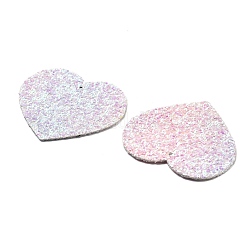 PUレザービッグペンダント  スパンコール  バレンタインデーコレクション  ハート  ライラック  50x56.5x2mm  穴：1.6mm&nbsp;FIND-R050-01J