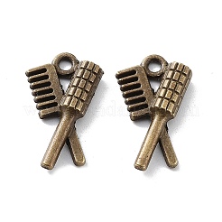 合金のチベット風チャーム  くし  カドミウムフリー＆ニッケルフリー＆鉛フリー  アンティークブロンズ  20x12x3mm  穴：1.8mm  約500個/500g&nbsp;TIBEP-T052-02AB-NR