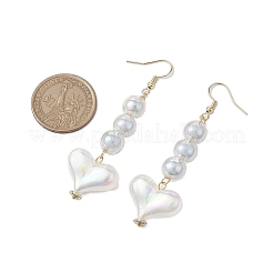 アクリル ダングル イヤリング  304ステンレススチールピアスフック付き  ラウンドとハート  ライトスチールブルー  72.5x22.5mm&nbsp;EJEW-JE05913-02