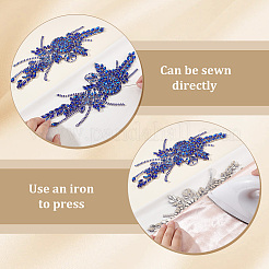 衣類アクセサリー用の花樹脂ラインストーン装飾コサージュ  ブルー  262x120x5mm&nbsp;PATC-WH0021-064D