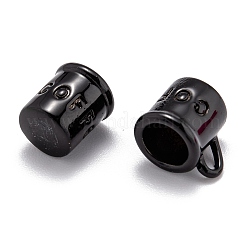 スプレープリント真鍮製ペンダント  ワードコーヒーとカップ  ブラック  9x12x8mm  穴：3.5x1.5mm&nbsp;KK-P196-D02
