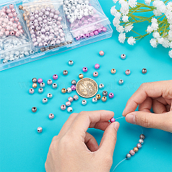 490個7スタイルスプレー塗装アクリルビーズ  マットなスタイル  ラウンド  ミックスカラー  6mm  穴：1.5mm  70個/カラー&nbsp;ACRP-PH0001-09