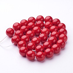 天然石馬山ジェイドラウンドビーズ連売り  染め  レッド  12mm  穴：1mm  約31個/連  15インチ&nbsp;G-D263-12mm-XS31