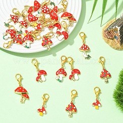 24 個 6 スタイル合金ペンダント装飾  キノコ  合金製カニカン付き  ゴールドカラー  ミックスカラー  32~43ミリ  4個/スタイル&nbsp;HJEW-YW00421