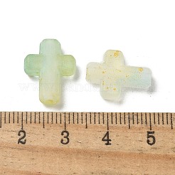 グラデーションカラー透明アクリルビーズ100個  金色の箔付き  クロス  アクアマリン  16x12.5x4.5mm  穴：2.5mm&nbsp;OACR-FP0001-35