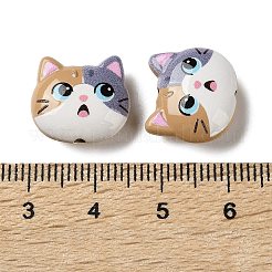 焼き付け塗料合金ビーズ  猫の形  ミックスカラー  13.5x15x6.5mm  穴：1.4mm&nbsp;FIND-H059-02C