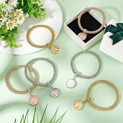 6セット3色の昇華ブランク合金とアルミニウムの生命の樹チャームブレスレットセット  ステッカー付き  ミックスカラー  2-1/8インチ（5.4cm）  2セット/カラー&nbsp;BJEW-NB0001-11
