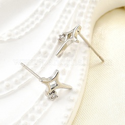 真鍮マイクロペーブクリアキュービックジルコニアスタッドピアス  スター  プラチナ  10.5x8mm&nbsp;EJEW-M103-03P