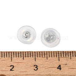 長持ちするメッキ真鍮シリコン製ピアスキャッチ  プラチナ  7.7x3.7mm  穴：0.6mm&nbsp;KK-K381-04P