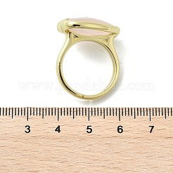 ハート真鍮天然ローズクォーツ指輪  長持ちメッキ  20x18mm  内径：18mm&nbsp;RJEW-D304-01G-B