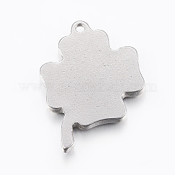 変色しにくい304ステンレススチールペンダント  クローバー  ステンレス鋼色  28x21x3mm  穴：2mm&nbsp;STAS-E421-035P