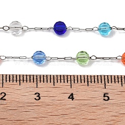 316サージカルステンレス  ガラスと  ハンダ付け  スプールで  プラチナ  リンク：7.5x4~4.5mm  5 m /ロール&nbsp;CHS-H033-01P