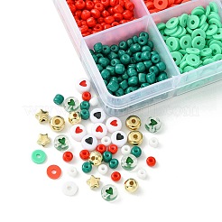 クリスマス DIY アクリル & CCB プラスチック & ポリマー粘土 & ガラスビーズ ブレスレット ジュエリー作りキット  ミックスカラー  4~7x0.8~7x0.8~5mm  穴：1~2mm&nbsp;DIY-FS0006-22