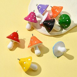10個のレジンペンダント  きのこチャーム  ミックスカラー  34~36x22~26x22~26mm  穴：2mm&nbsp;RESI-FS0001-62