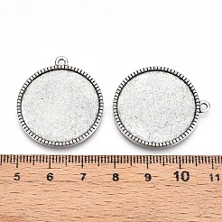 刻まれたチベットのスタイルは、バラのペンダントカボションセッティングで合金フラットラウンドローズ  カドミウムフリー＆鉛フリー  アンティークシルバー  トレイ：25mm  31x27.5x2mm  穴：2mm  約296個/1000g&nbsp;TIBEP-Q045-024AS-RS
