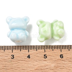 手作りの磁器ビーズ  光沢釉の磁器  クマ  ミックスカラー  16.5~17x14.5x10mm  穴：1.5mm&nbsp;PORC-C012-03