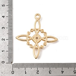 真鍮舗装クリアキュービックジルコニアペンダント  ノットチャーム  14KGP本金メッキ  39x35x4mm  穴：2.5mm&nbsp;ZIRC-L106-04G-02