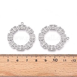304ステンレススチール中空ペンダント  ラウンドリングチャーム  変色防止  ステンレス鋼色  33x30.5x1.5mm  穴：1.6mm&nbsp;STAS-T064-73P