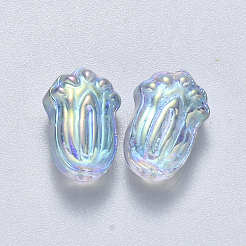 透明なスプレー塗装ガラスビーズ  パッチョイ  カラフル  11x7.5x5.5mm  穴：1mm&nbsp;GLAA-S190-004B-02