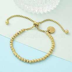 304ステンレススチール製シルバーブレスレット  18KGP本金メッキ  内径：1-1/2~3-1/8インチ（3.85~7.95cm）&nbsp;BJEW-C084-07G