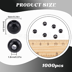 不透明なアクリルビーズ  ラウンド  ブラック  6x5mm  穴：1.8mm&nbsp;MACR-SP0001-27A-01