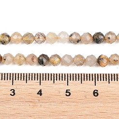 天然石ルチルクォーツビーズ連売り  多面カット  ラウンド  4~4.5mm  穴：0.7mm  約88~107個/連  14.80~15.59''（37.6~39.6センチメートル）&nbsp;G-RM250104-E2