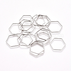 ステンレス鋼の連結リング  ジュエリー作りのための  六角  ステンレス鋼色  15.5x17.5x0.8mm  内径：14x16mm&nbsp;STAS-TAC0002-21-03P