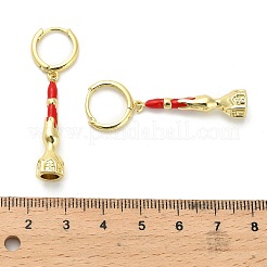 真鍮エナメルハウスフープピアス  カドミウムフリー＆鉛フリー  ラックめっき  レッド  44x7mm&nbsp;EJEW-B149-04G