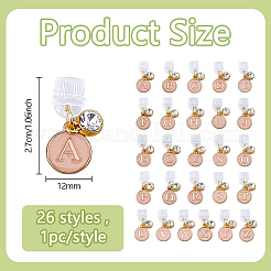 26 個のプラスチックモバイル防塵プラグ  a～zの文字  合金エナメルペンダント付き  ピンク  27mm  26個/セット&nbsp;HJEW-WH00146