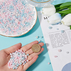 プラスチックビーズ2セット  穴がない  ラウンド  ライトスチールブルー  3~7.5mm  約750~1000個/セット&nbsp;KY-SC0002-24F