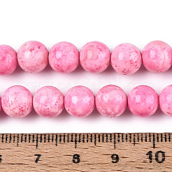染色された合成化石ビーズ連売り  ラウンド  ショッキングピンク  8~8.5x8mm  穴：1mm  約50個/連  15.94''（40.5センチメートル）&nbsp;G-T139-8mm-66C