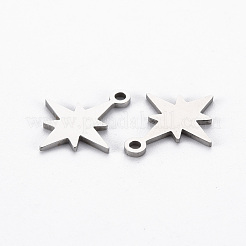 変色しない201ステンレススチールチャーム  切る  スター  ステンレス鋼色  15x12x1mm  穴：1.4mm&nbsp;STAS-Q240-059P