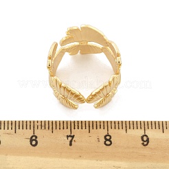 女性用フラワー真鍮指輪  カドミウムフリー＆ニッケルフリー＆鉛フリー  18KGP本金メッキ  15.3mm  内径：18mm&nbsp;RJEW-B119-09G