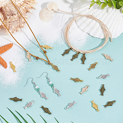 150本5色チベット風アロイペンダント  ジュエリーペンダント  魚  ミックスカラー  20x6~9x3mm  穴：1.5~1.6mm  30個/カラー&nbsp;FIND-GA0008-05