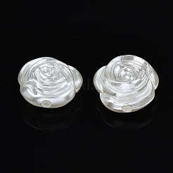 ABSプラスチックパール調ビーズ  花  乳白色  17x16.5x8mm  穴：2mm  約336個/350g&nbsp;LS-OACR-N008-142