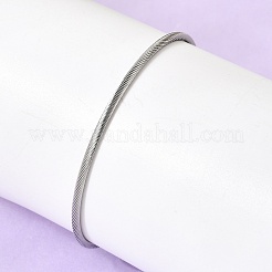 女性用304ステンレススチール製ケーブルワイヤーバングル  ステンレス鋼色  6.97インチ（17.7cm）&nbsp;BJEW-P394-03P