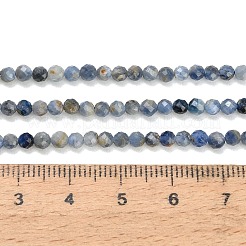 天然カイヤナイトシアナイトジセンビーズ連売り  ラウンド  多面カット  3mm  穴：0.6mm  約129~130個/連  15.24''（38.7~39.5センチメートル）&nbsp;GG-CBABEF5-A01-3mm-A