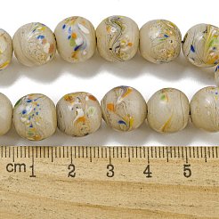 手作りランプワークビーズ連売り  水玉模様の丸い  リネン  12~12.5mm  穴：2mm  約24個/連  10.71''（27.2センチメートル）&nbsp;BLOW-D006-07E