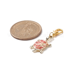 亀の合金のエナメルのペンダントの装飾  亜鉛合金カニカンチャーム  クリップオンチャーム  キーホルダー用  財布  バックパック  ミックスカラー  38mm  4個/セット&nbsp;HJEW-JM00887