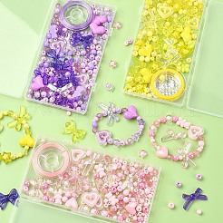 かわいいアクリルビーズストレッチジュエリーセットキットをDIY  ピンク  8~17x7~22x10mm  穴：1.4~2mm&nbsp;DIY-YW0010-04A