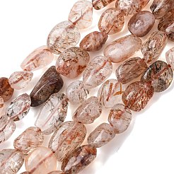 天然石ルチルクォーツビーズ連売り  ナゲット  6~10.5x6~7.5x4~5mm  穴：0.8mm  約50~55個/連  15.94''（40.5センチメートル）&nbsp;G-A208-05