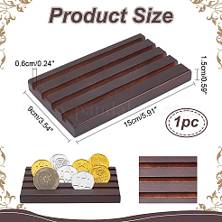 記念コイン用4スロット木製ディスプレイホルダー  長方形  ココナッツブラウン  150x90x15mm  スロット：6mm&nbsp;ODIS-WH0038-91