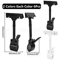12個 2色 ABSプラスチック ポップサインカード ディスプレイクリップ 値札  アイロンホルダー付き  ミックスカラー  165x85x53mm  6個/カラー&nbsp;FIND-WR0012-27