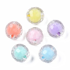 透明なアクリルビーズ  二層ビーズ  ラウンド  ミックスカラー  16mm  穴：2.5mm&nbsp;X-TACR-S135-008
