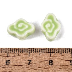 手作りの陶器ビーズ  光沢釉の磁器  雲  黄緑  9~10x13~14x5~6mm  穴：1.6~1.8mm&nbsp;PORC-Q008-09E