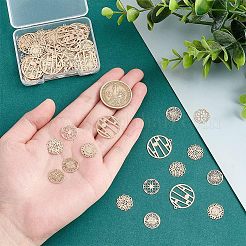 DIYジュエリー作りの発見キット  100 個の 5 スタイル真鍮ペンダント & リンク コネクターを含む  エッチングされた金属装飾  ライトゴールド  13~22x13~20x0.3mm  穴：1.2mm  20個/スタイル&nbsp;KK-HY0001-19