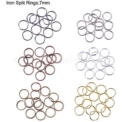 鉄の分割リングセット  ミックスカラー  7x0.7mm  内径約6.3mm  約800個/箱&nbsp;IFIN-PH0001-11-7mm